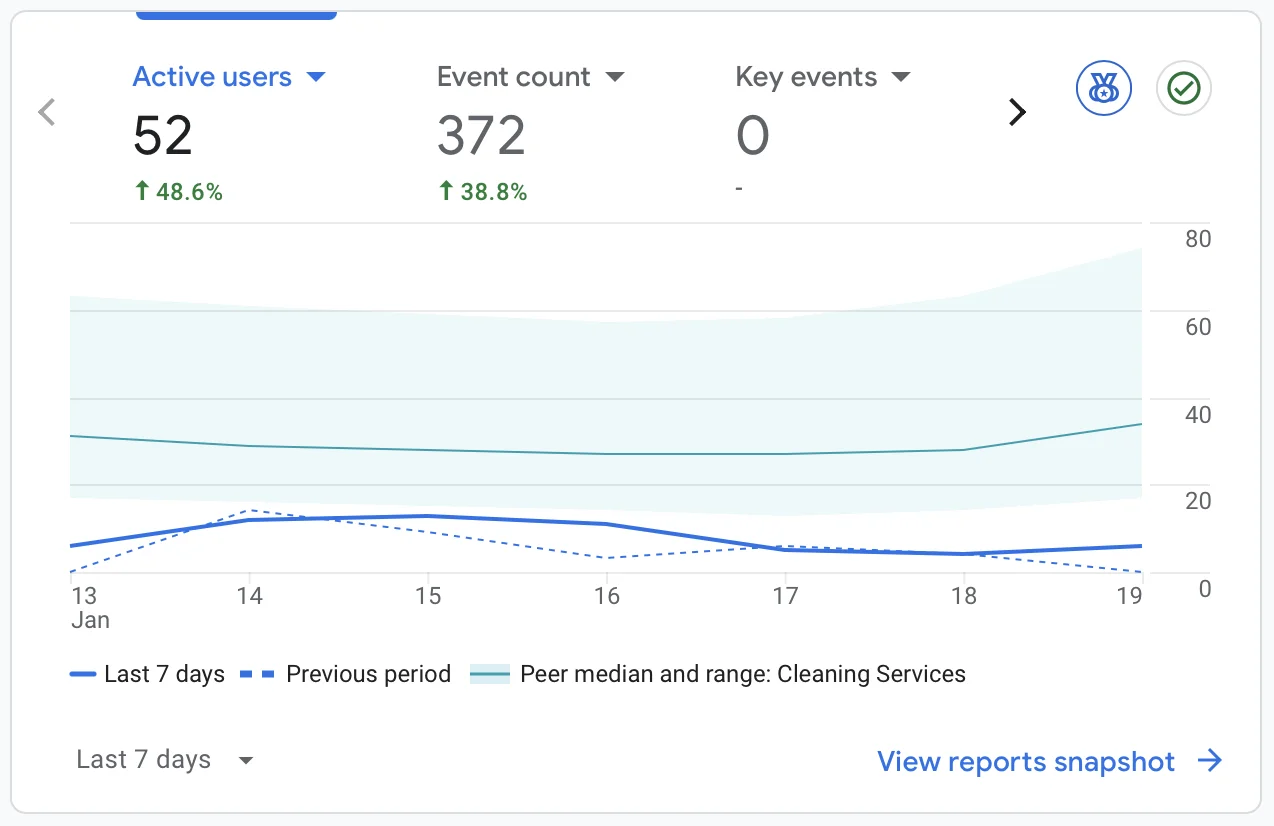 SEO dashboard showing organic traffic trends and monthly performance metrics